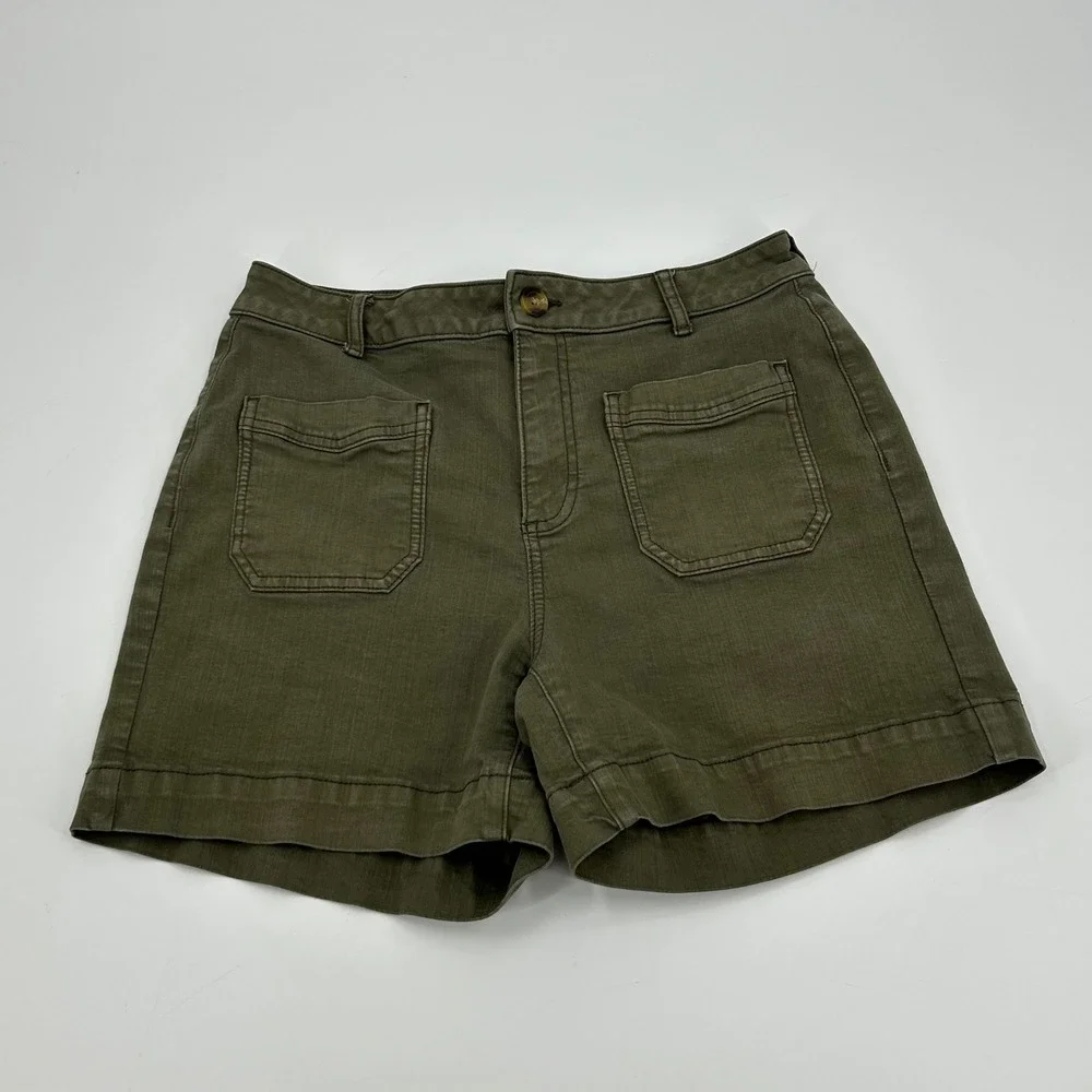 Simply Vera Vera Wang Womens Olive Green Utility Stretch Denim Shorts Size 8